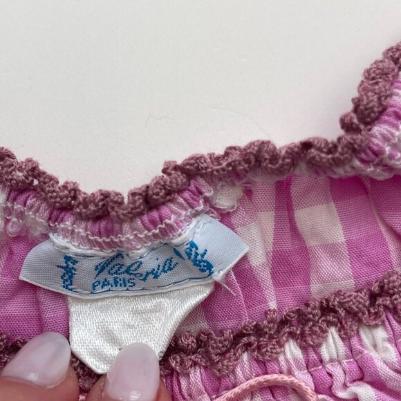 Valeria Paris Pink Plaid Blouse Girls Size 7 - Picture 3 of 4